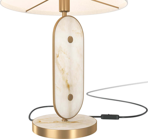 Lampada-Da-Tavolo-Moderna-Marmo-Metallo-Oro-Paralume-Tessuto-1-Luce-E27-40W