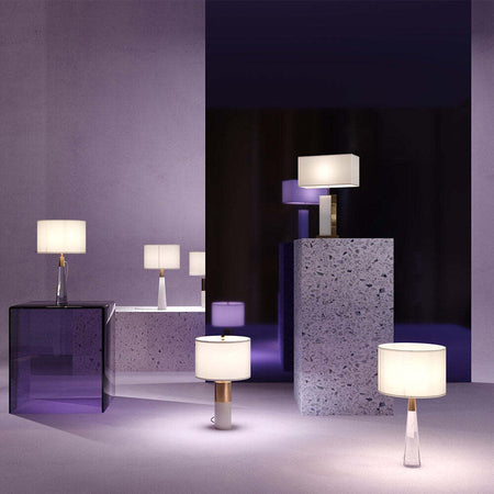 Lampada-Da-Tavolo-Moderno-Bianco-Metallo-Ottone-Paralume-Tessuto-Luce-E27-60W