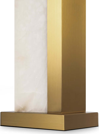 Lampada-Da-Tavolo-Moderno-Bianco-Metallo-Ottone-Paralume-Tessuto-Luce-E27-60W