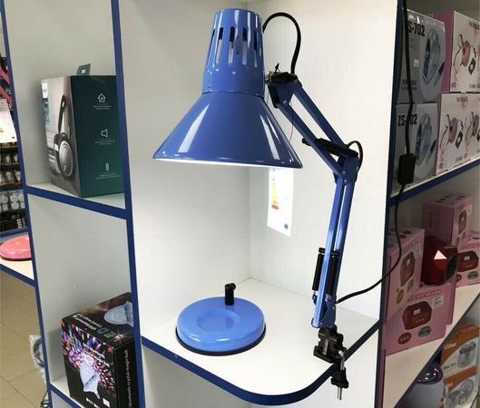 Lampada-Da-Tavolo-Scrivania-Braccio-Snodabile-Morsetto-Lumetto-Lume-Blu-Universo