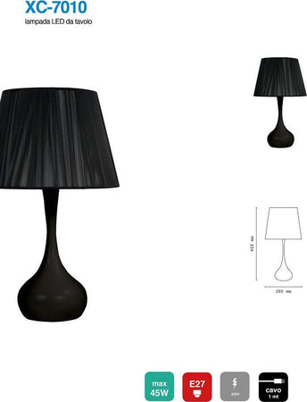 Lampada Da Tavolo Scrivania Con Base Sferica Nera E27 Design Moderno Xc-7010 Illuminazione/Illuminazione per interni/Lampade/Lampade da tavolo e abat-jour Trade Shop italia - Napoli, Commerciovirtuoso.it