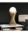 Lampada Da Tavolo Tubolare Minimalista In Metallo Bronzo Con Sfera Vetro G9 D32