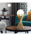 Lampada Da Tavolo Tubolare Minimalista In Metallo Bronzo Con Sfera Vetro G9 D32