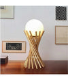 Lampada Da Tavolo Tubolare Minimalista In Metallo Bronzo Con Sfera Vetro G9 D32