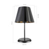 Lampada da tavolo Verda ASZ1212 in metallo e paralume tessuto nero