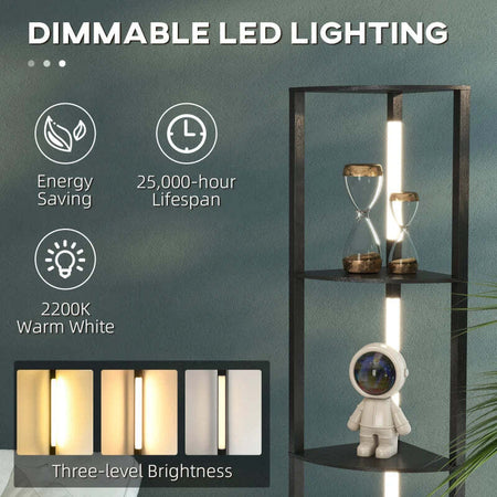 Lampada-da-Terra-a-Colonna-in-MDF-con-4-Ripiani-e-Illuminazione-a-LED-da-3000K,-41x29.5x163.5-cm,-Nero-MK6B31-465V90BKMK6