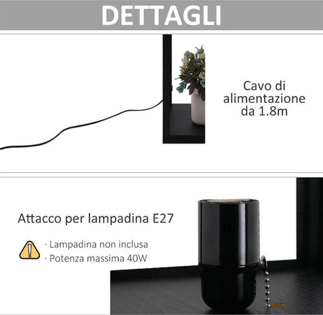 Lampada-da-Terra-a-Colonna-in-MDF-e-Plastica-con-2-Ripiani,-per-Soggiorno,-Studio-e-Camera-da-Letto,-26x26x156-cm-UJ6B31-321V90UJ6