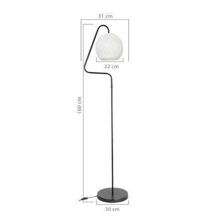 Lampada da terra a stelo Yumak MDL4256 grigio e paralume tessuto bianco