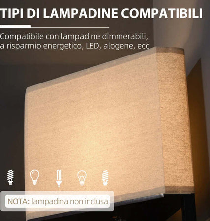 Lampada-da-Terra-Angolare-con-Ripiani-e-Paralume-in-Tessuto,-50x37x159cm,-Nero-MO9B31-315V90MO9
