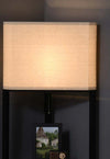 Lampada-da-Terra-Angolare-con-Ripiani-e-Paralume-in-Tessuto,-50x37x159cm,-Nero-MO9B31-315V90MO9