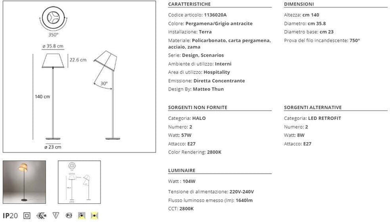 Artemide Choose Lampada da Terra H.140