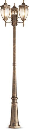 Lampada-Da-Terra-Classica-Da-Esterno-Alluminio-Oro-3-Luci-E27-60W-Ip44