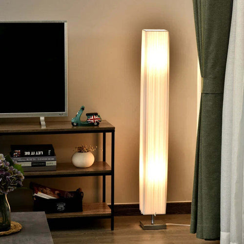 Lampada-da-Terra-con-Piantana-in-Tessuto,-Bianco-YH8B31-019YH8