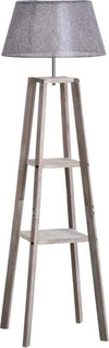 Lampada-da-Terra-in-Legno-con-3-Ripiani-e-Paralume-in-Tessuto,-45x45x148cm,-Grigio-VB8B31-144VB8