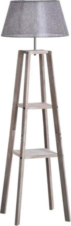 Lampada-da-Terra-in-Legno-con-3-Ripiani-e-Paralume-in-Tessuto,-45x45x148cm,-Grigio-VB8B31-144VB8