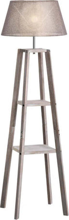 Lampada-da-Terra-in-Legno-con-3-Ripiani-e-Paralume-in-Tessuto,-45x45x148cm,-Grigio-VB8B31-144VB8