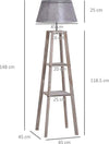 Lampada-da-Terra-in-Legno-con-3-Ripiani-e-Paralume-in-Tessuto,-45x45x148cm,-Grigio-VB8B31-144VB8