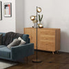 Lampada-da-Terra-in-Metallo-ad-Albero-con-3-Paralumi-in-Vetro,-Ø36x162-cm,-Nero-e-Grigio-WL5B31-464V90BKWL5