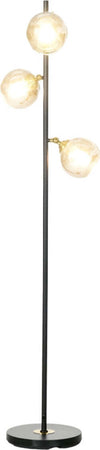 Lampada-da-Terra-in-Metallo-ad-Albero-con-3-Paralumi-in-Vetro,-Ø36x162-cm,-Nero-e-Grigio-WL5B31-464V90BKWL5