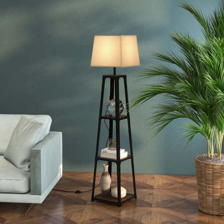 Lampada-da-Terra-in-Metallo-e-MDF-a-3-Ripiani-con-Paralume-in-Tessuto,-Ø42x166-cm,-Nero-e-Beige-QL2Lampada-da-Terra-in-Metallo-e-MDF-a-3-Ripiani-con-Paralume-in-Tessuto,-Ø42x166-cm,-Nero-e-Beige-QL2B31-466V90BKQL2
