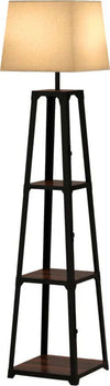 Lampada-da-Terra-in-Metallo-e-MDF-a-3-Ripiani-con-Paralume-in-Tessuto,-Ø42x166-cm,-Nero-e-Beige-QL2Lampada-da-Terra-in-Metallo-e-MDF-a-3-Ripiani-con-Paralume-in-Tessuto,-Ø42x166-cm,-Nero-e-Beige-QL2B31-466V90BKQL2