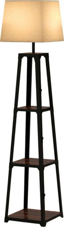 Lampada-da-Terra-in-Metallo-e-MDF-a-3-Ripiani-con-Paralume-in-Tessuto,-Ø42x166-cm,-Nero-e-Beige-QL2Lampada-da-Terra-in-Metallo-e-MDF-a-3-Ripiani-con-Paralume-in-Tessuto,-Ø42x166-cm,-Nero-e-Beige-QL2B31-466V90BKQL2