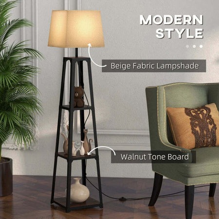 Lampada-da-Terra-in-Metallo-e-MDF-a-3-Ripiani-con-Paralume-in-Tessuto,-Ø42x166-cm,-Nero-e-Beige-QL2Lampada-da-Terra-in-Metallo-e-MDF-a-3-Ripiani-con-Paralume-in-Tessuto,-Ø42x166-cm,-Nero-e-Beige-QL2B31-466V90BKQL2