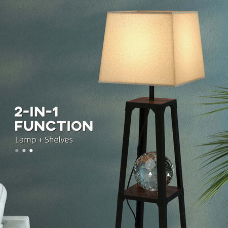 Lampada-da-Terra-in-Metallo-e-MDF-a-3-Ripiani-con-Paralume-in-Tessuto,-Ø42x166-cm,-Nero-e-Beige-QL2Lampada-da-Terra-in-Metallo-e-MDF-a-3-Ripiani-con-Paralume-in-Tessuto,-Ø42x166-cm,-Nero-e-Beige-QL2B31-466V90BKQL2