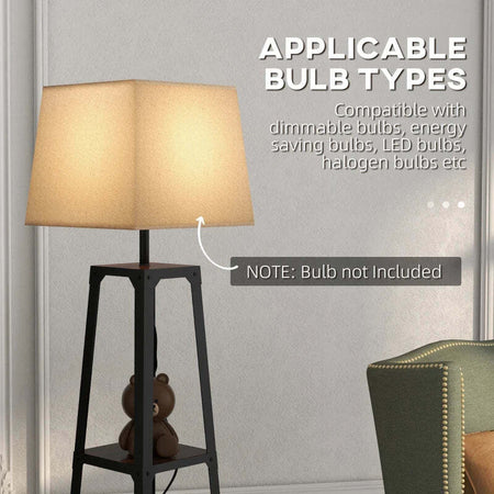Lampada-da-Terra-in-Metallo-e-MDF-a-3-Ripiani-con-Paralume-in-Tessuto,-Ø42x166-cm,-Nero-e-Beige-QL2Lampada-da-Terra-in-Metallo-e-MDF-a-3-Ripiani-con-Paralume-in-Tessuto,-Ø42x166-cm,-Nero-e-Beige-QL2B31-466V90BKQL2