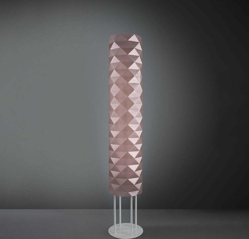 Lampada-Da-Terra-Moderna-3-Luci-Prisma-Polilux-Rosa-Metallico-H155-Made-In-Italy