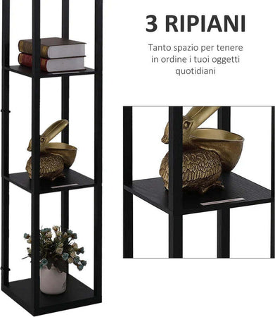 Lampada-da-Terra-Moderna-con-Libreria-3-Livelli-Nero-26-x-26-x-160-cm-MK8833-622MK8