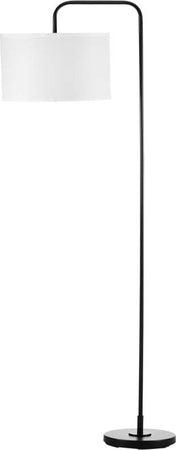 Lampada-da-Terra-Moderna-in-Acciaio-con-Paralume-in-Tessuto-Effetto-Lino,-64x38x163.5-cm,-Bianca-e-Nera-TG5B31-329TG5