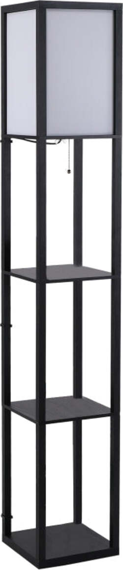 Lampada-da-Terra-Moderna,-Lampadina-Illuminazione-Interna-Salvaspazio-con-Ripiani-da-Soggiorno-Cotone,-MDF-26-x-26-x-160-cm-Nero-e-Bianco-QL6833-623QL6