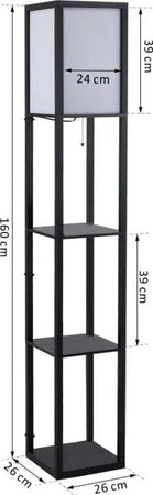 Lampada-da-Terra-Moderna,-Lampadina-Illuminazione-Interna-Salvaspazio-con-Ripiani-da-Soggiorno-Cotone,-MDF-26-x-26-x-160-cm-Nero-e-Bianco-QL6833-623QL6