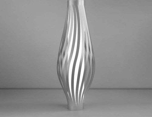 Lampada-Da-Terra-Totem-Dama-Helios-1-Luce-In-Polilux-Silver-Made-In-Italy
