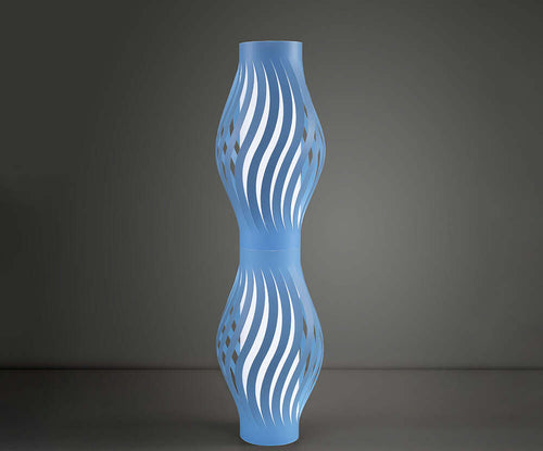 Lampada-Da-Terra-Totem-Helios-1-Luce-In-Polilux-Blu-Made-In-Italy