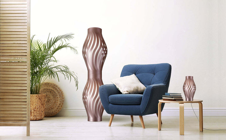 Lampada-Da-Terra-Totem-Helios-1-Luce-Polilux-Rosa-Metallico-Made-In-Italy