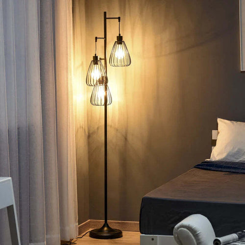 Lampada-da-Terra-Vintage-Industriale-in-Metallo-Nero,-Lampada-a-Piantana-da-Terra-Moderna-Ф35-x-170cm-ER1B31-247ER1