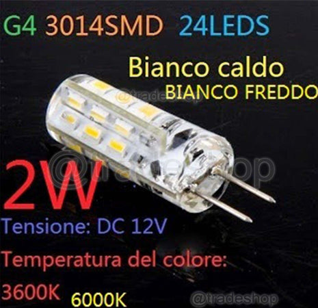 Lampada Faretto G4 24 Led Smd 3014 2w Luce Bianco Caldo Dc 12v Illuminazione/Lampadine/Lampadine a LED Trade Shop italia - Napoli, Commerciovirtuoso.it