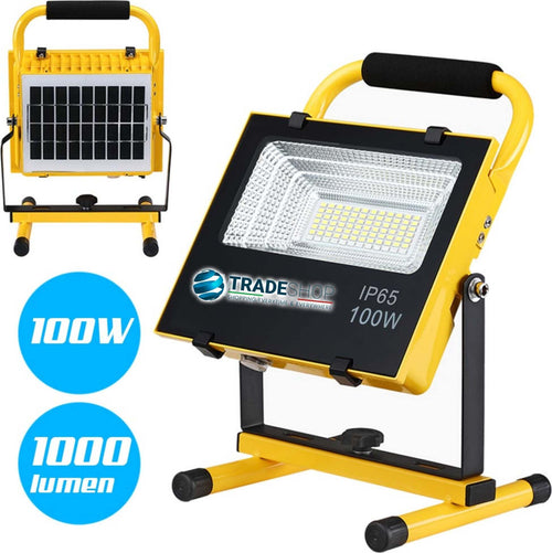 Lampada Faro Lavoro Portatile Con Pannello Solare 100w 1000lm Luce Emergenza Sos Lampade Portatili Trade Shop italia - Napoli, Commerciovirtuoso.it