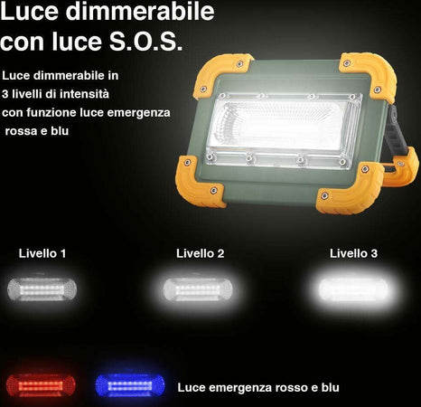 Lampada Faro Lavoro Portatile Torcia 20w 2000 Lm A Batteria Litio Luce Emergenza Sport e Tempo Libero > Campeggio > Tempo Libero > Lampade Portatili Trade Shop italia - Napoli, Commerciovirtuoso.it