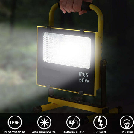 Lampada Faro Led Lavoro Portatile Torcia 50w Batteria Litio Luce Emergenza 2500l Sport e Tempo Libero > Campeggio > Tempo Libero > Lampade Portatili Trade Shop italia - Napoli, Commerciovirtuoso.it