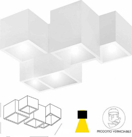 Lampada In Gesso A 5 Cubi Da Soffitto Lampadario Supporto Faretti Gu10 Gs-c06-5 Casa, arredamento e bricolage > Illuminazione da interno > Lampadari Trade Shop italia - Napoli, Commerciovirtuoso.it