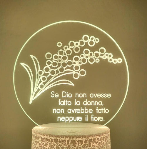 LAMPADA IN PLEXIGLASS REGALO FESTA DONNA MAMMA AMORE PERSONALIZZATA LUCE LED RGB