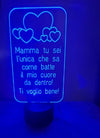 LAMPADA IN PLEXIGLASS REGALO FESTA DONNA MAMMA AMORE PERSONALIZZATA LUCE LED RGB