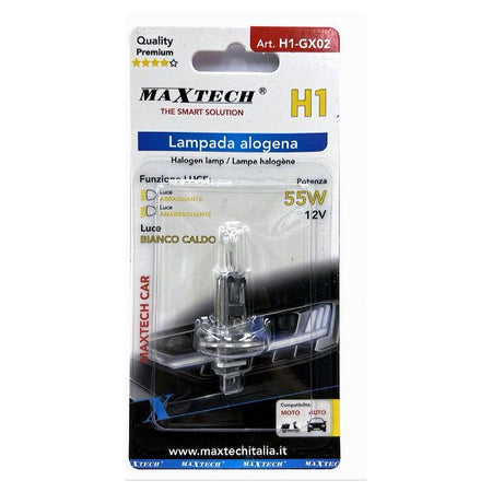 Lampada Lampadina Alogena H1 Per Auto Moto 12v 55 Watt Luce Bianco Caldo H1-gx02