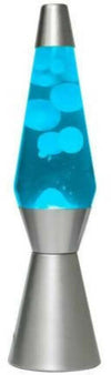 Lampada Lava Bullet Silver Blu Lampada per Illuminazione D'atmosfera Effetto Cromatico Sensoriale 10.2 X 40cm I-Total