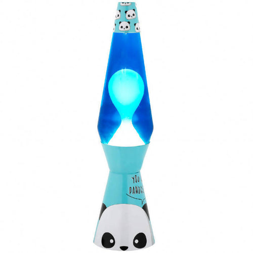 Lampada Lava Flow Base Panda Liquido Azzurro E Blu 9,2 X 40 Cm Lampada Lava Luce D'atmosfera I-Total