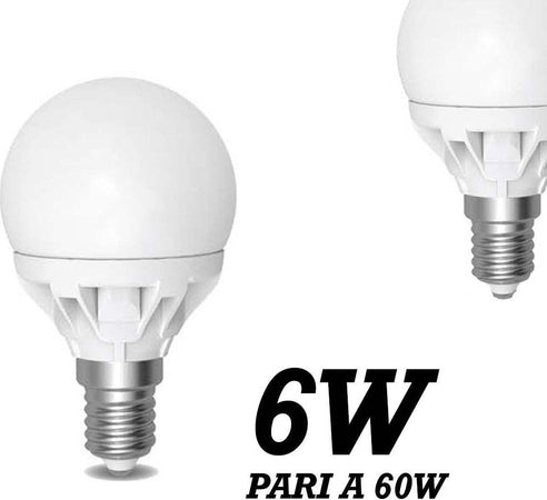 LAMPADA LED 6W WATT E14 490 LUMEN BIANCO CALDO 3000°K SFERA GLOBO OPACA Illuminazione/Lampadine/Lampadine a LED Trade Shop italia - Napoli, Commerciovirtuoso.it