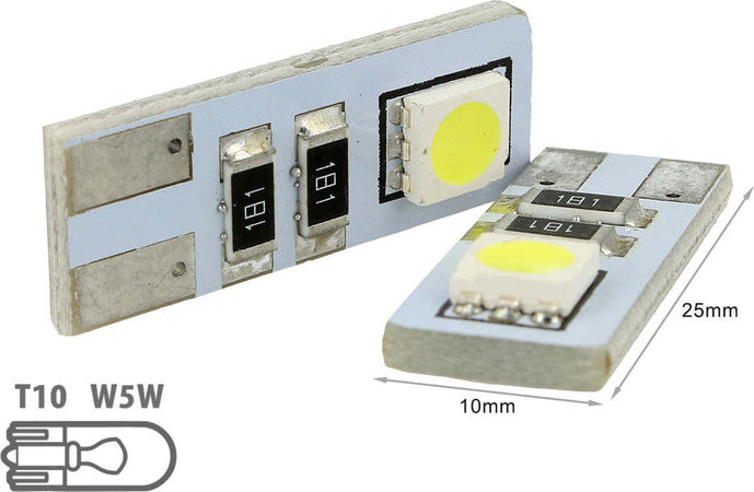 Lampada-Led-Canbus-T10-W5W-2-Smd-Bianco-No-Polarita-No-Errore-Check-Luci-12V-Carall
